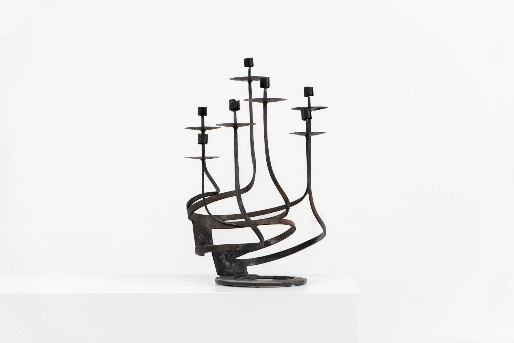 Brutalist candelabra in the manner of Jean Touret