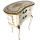 Curved bedside table painted with floral shabby decor – Louis XV style