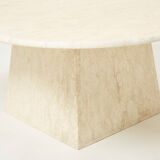Large free-shaped coffee table clover in Italian travertine 1970