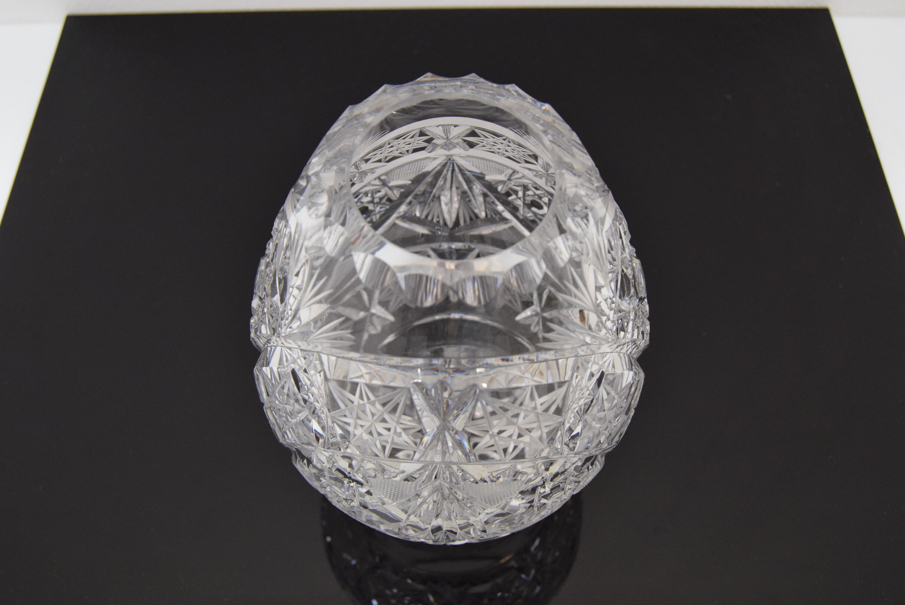 Vintage Cut Crystal Glass Vase, Glasswork Novy Bor, 1950's.