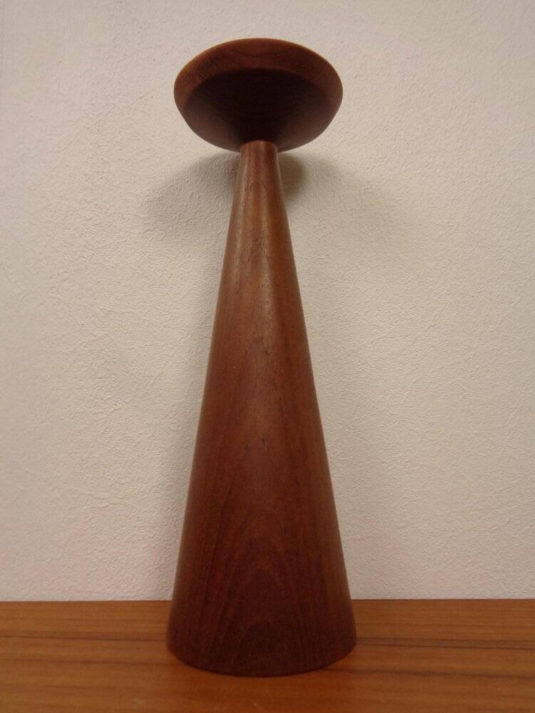 Large teak candleholder from Anri Form, Italy, 1960s.
