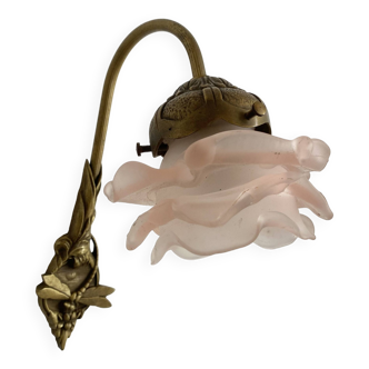 Flower and dragonfly wall lamp in art nouveau style brass