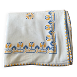 Embroidered white tablecloth