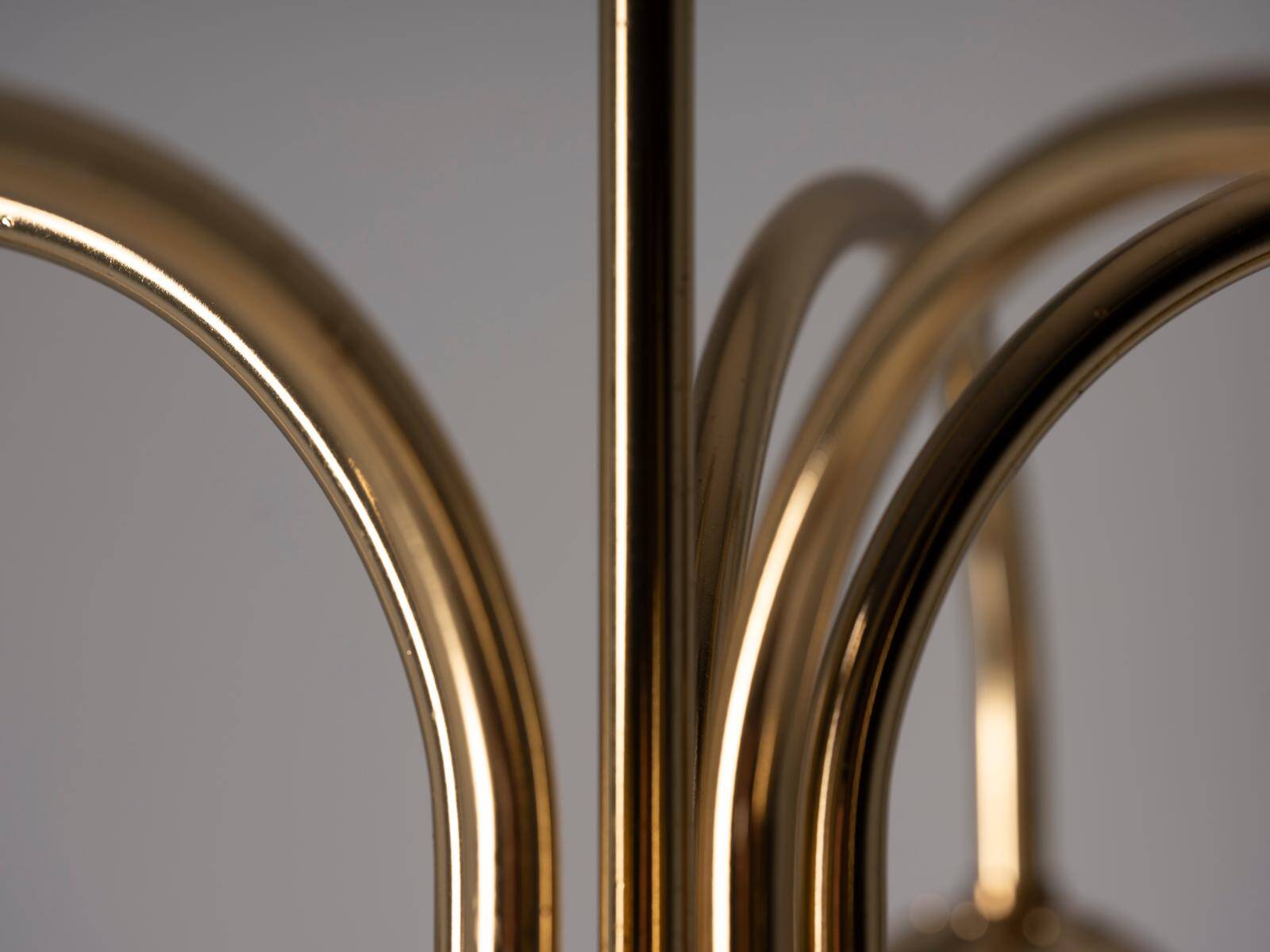 Vintage brass floor lamp with five opaline glass shades, mid-century, Czechoslovakia, 165 × 60 × 30 cm
