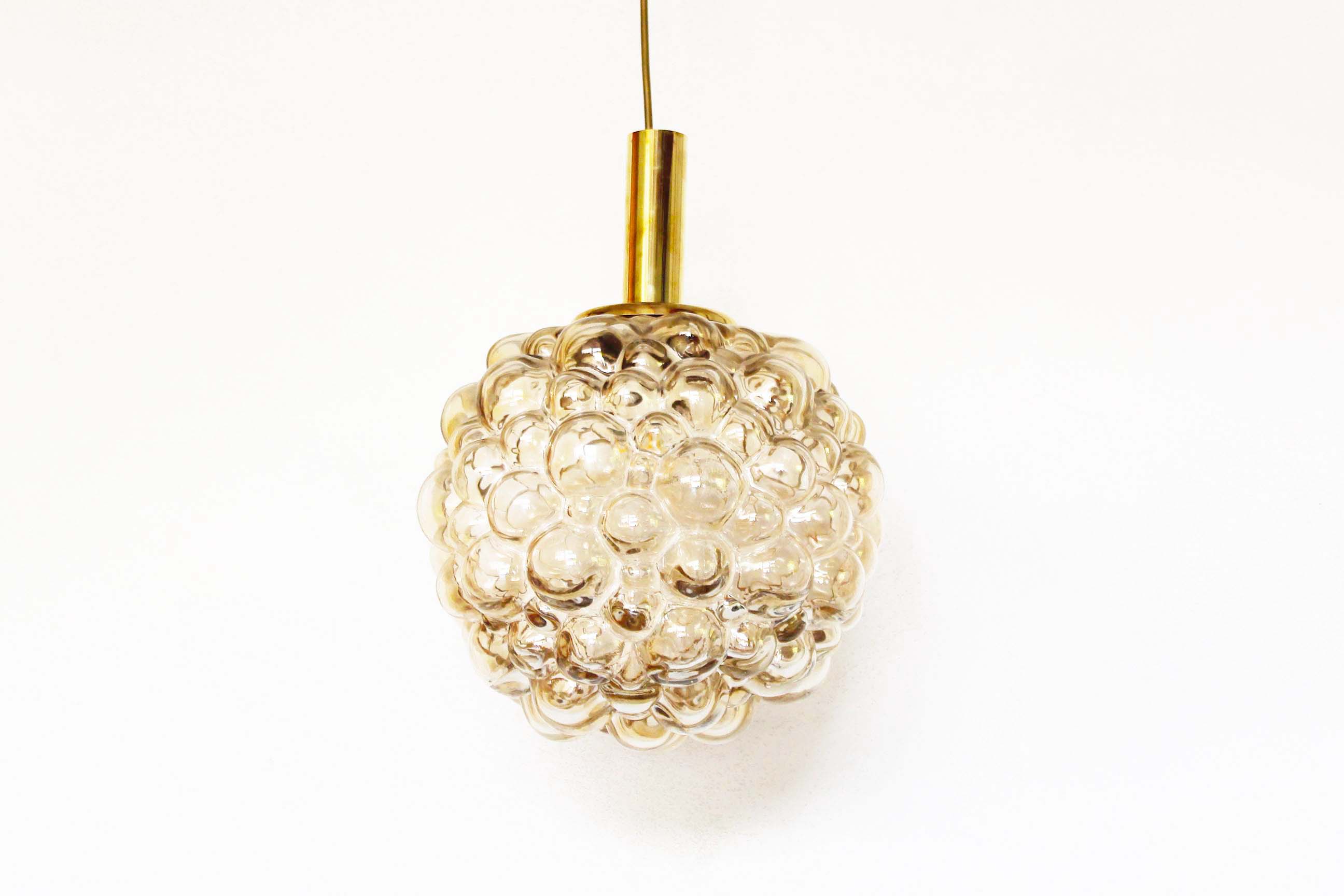 XL amber bubble glass pendant light by Helena Tynell for Glashutte Limburg