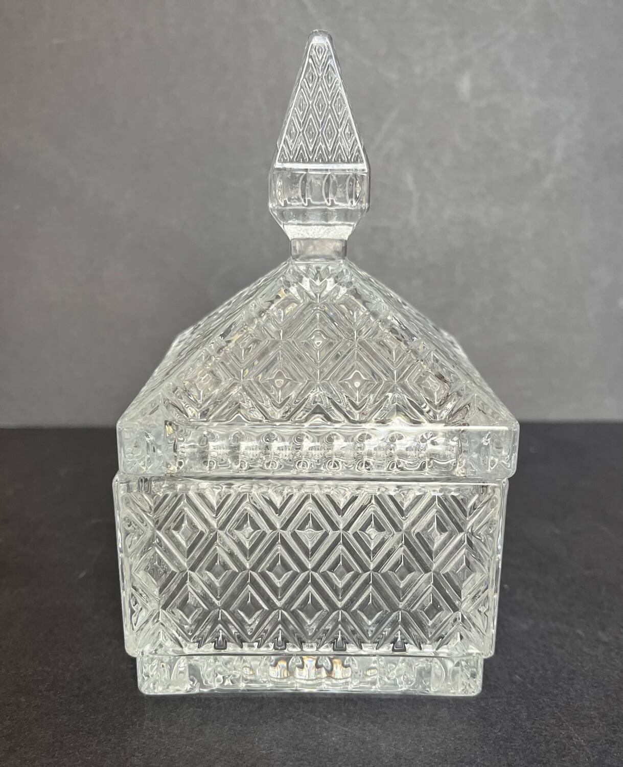 Vintage molded glass candy box