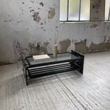 Coffee table year 80 Italian marble and glass