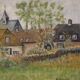 Peinture néerlandaise d'une vue de maisons dans le style impressionniste.