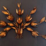 Monumental Vintage Wall Lamp with Golden Leaf Decor by Hans Kögl, 1960s