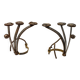 Pair of brutalist wrought iron candlesticks, French work