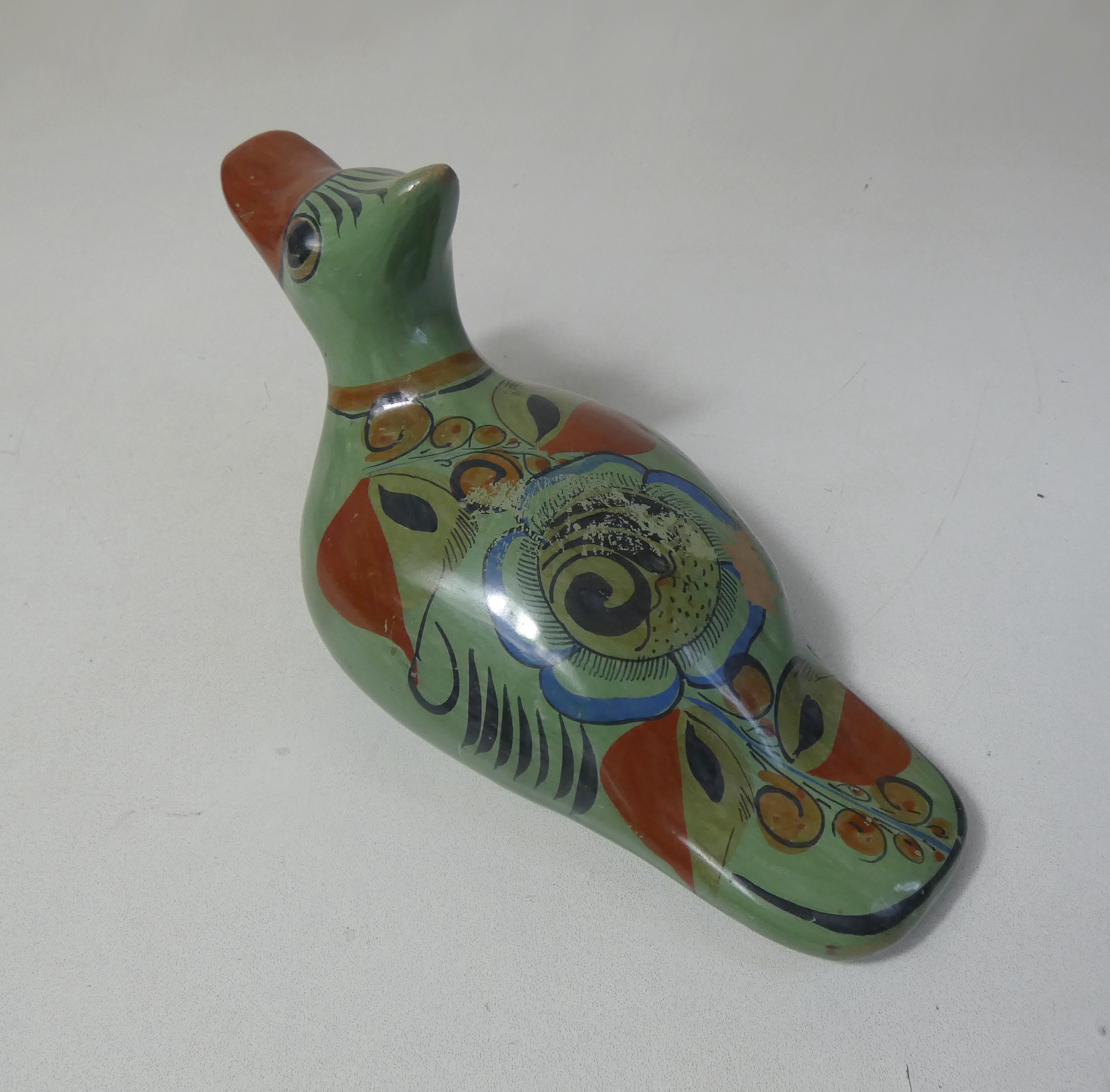 Ancient glazed terracotta mexico bird folk art vintage