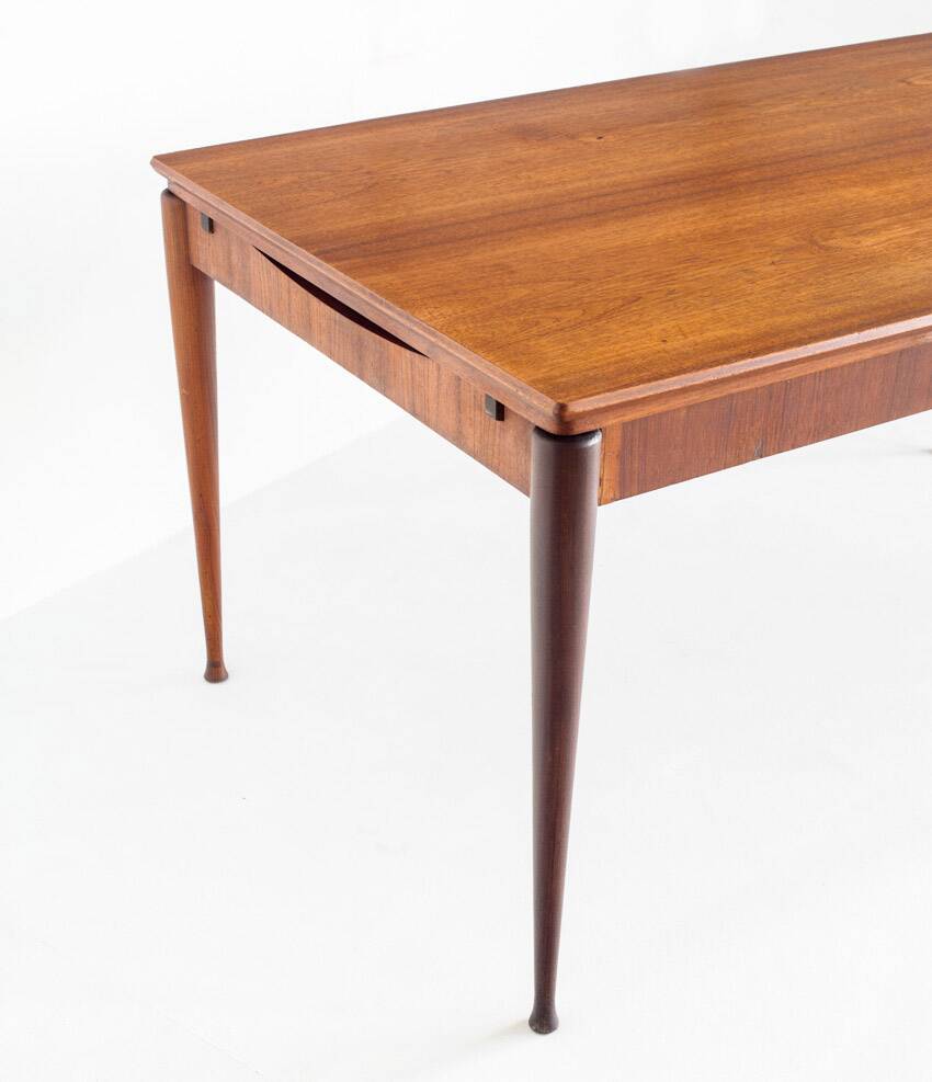 Scandinavian style teak table with two extensions. Vintage. France, 1960s