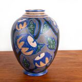 Magnificent Art Nouveau vase with multicolored floral motifs Revernay 1910.