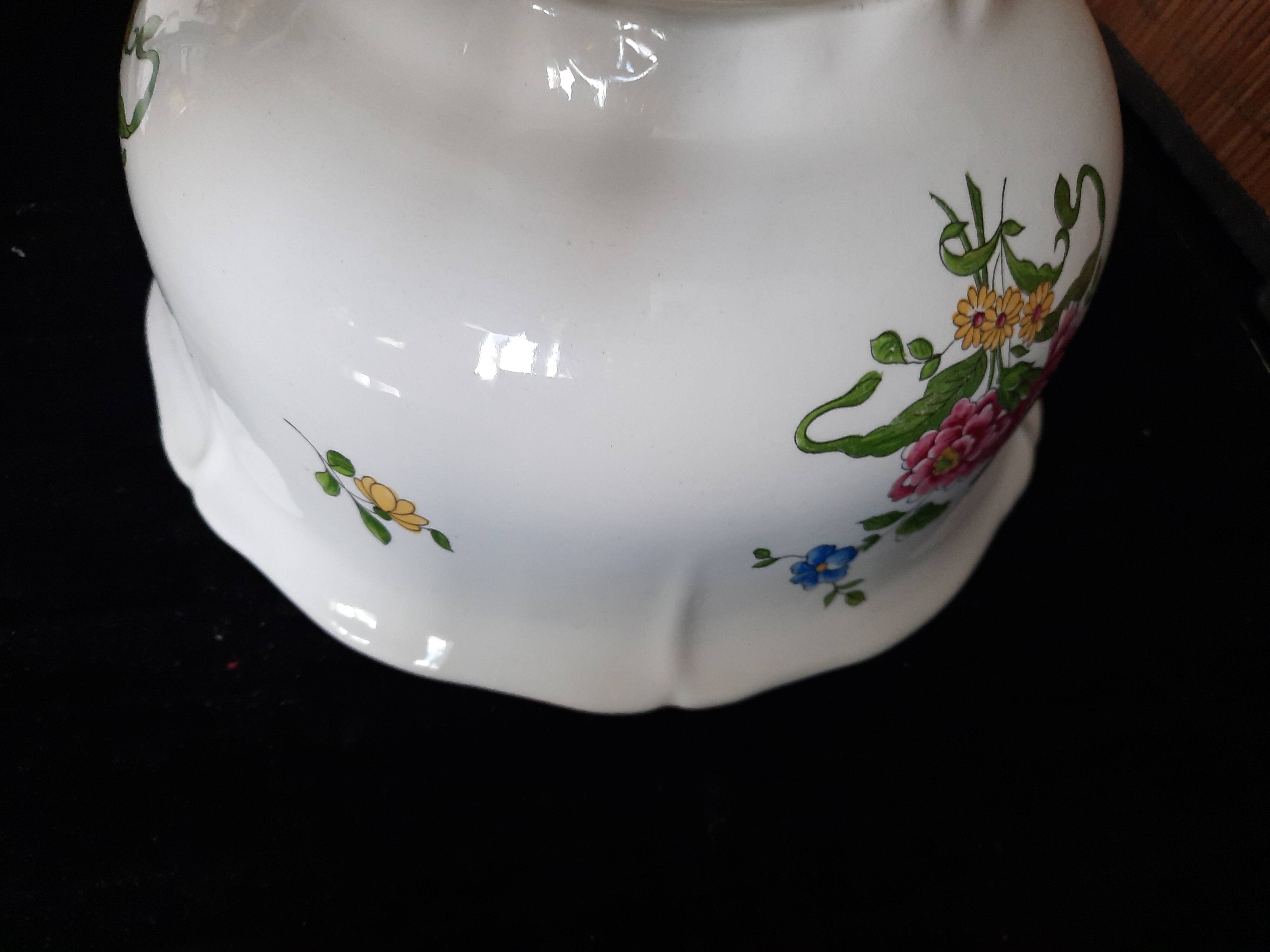 Ceramic salad bowl Old Saint-Amand – floral decoration – very good condition