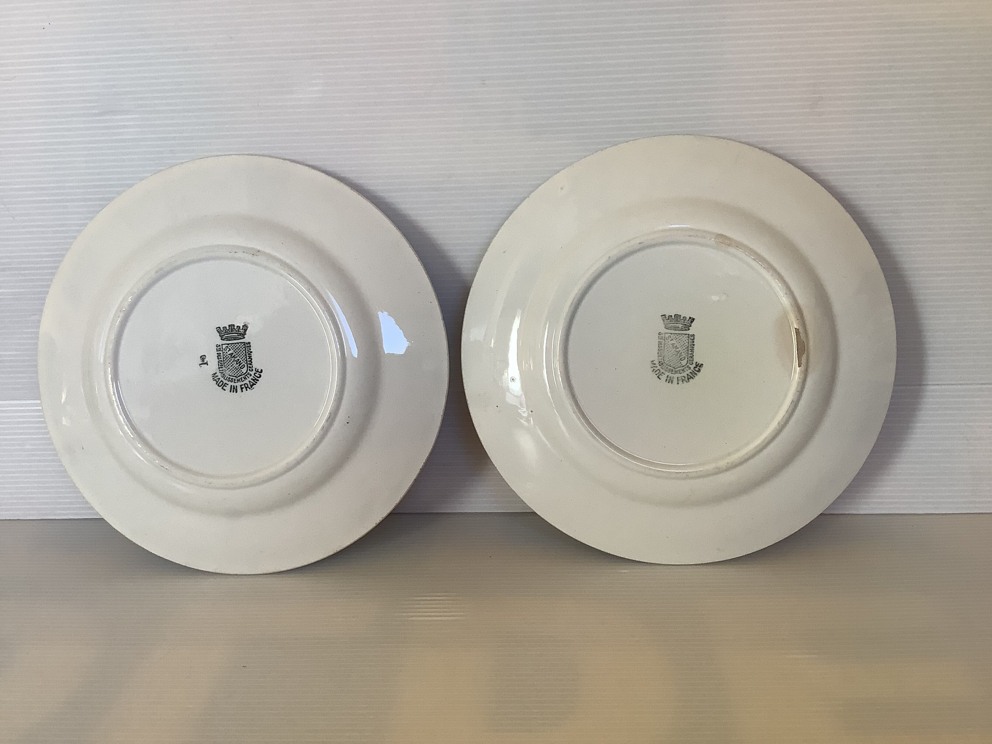 Pair of antique Saint Amand fruit plates.