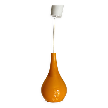 Vintage 1960 orange glass drop pendant light