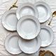 7 French Winterling BAVARIA white and gold porcelain soup plates