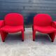 Red foam and fabric armchair banquette by Sitland, 1970.