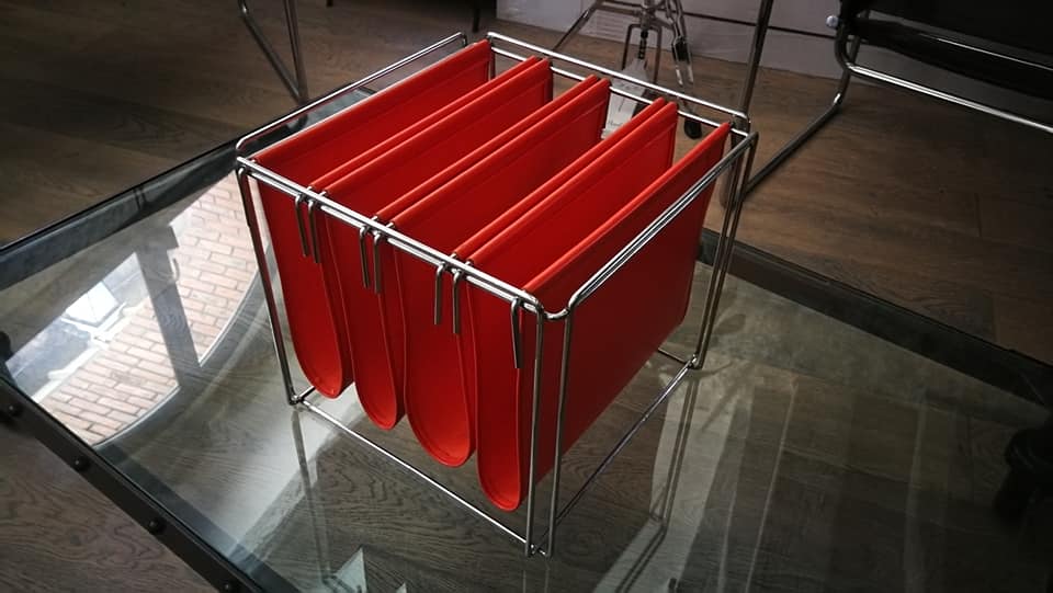 Gerard Rignault design magazine rack published by Group SA in the 70