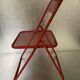 Old folding chair metal perforated red 60s, 70s, vintage