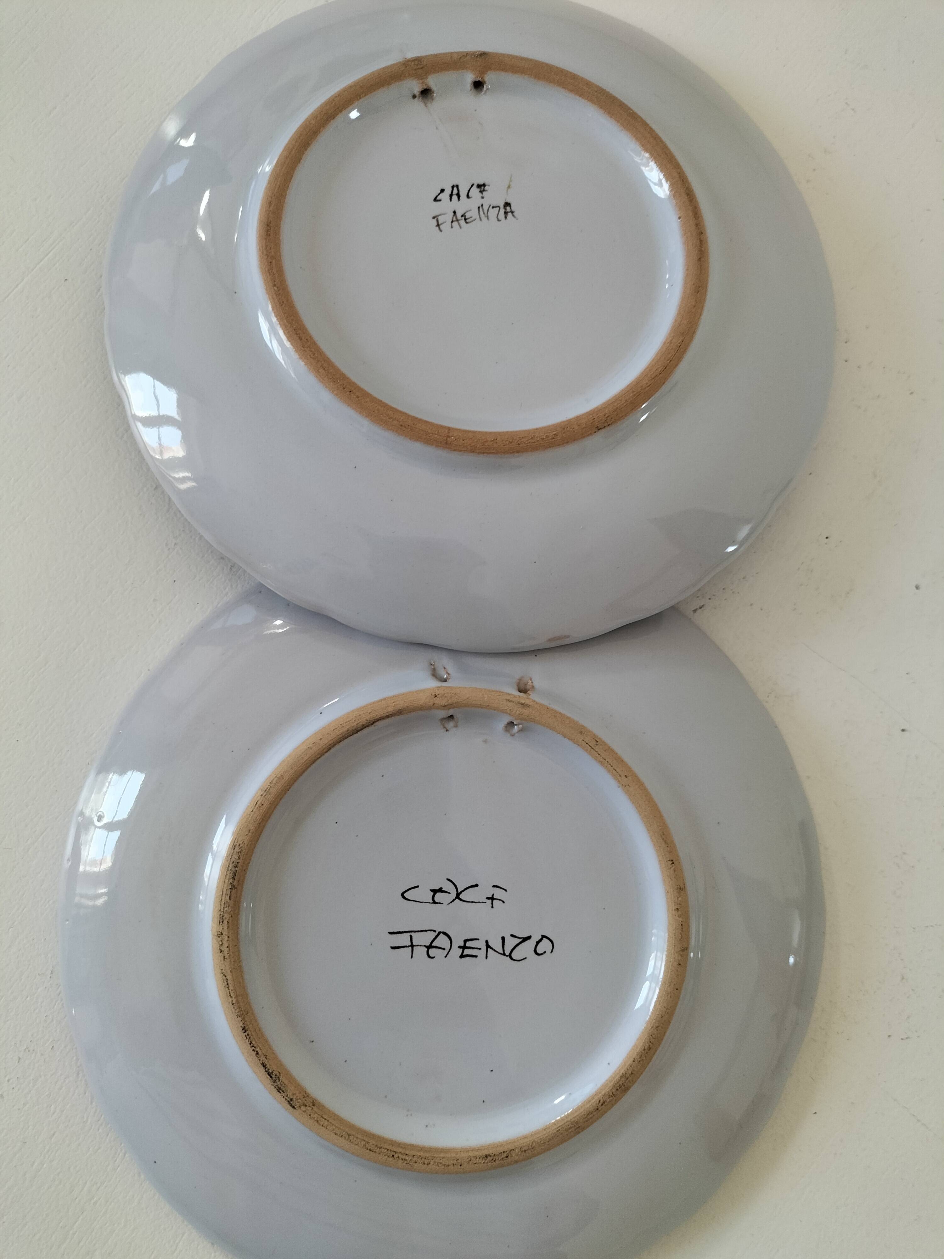 Rare duo of Italian earthenware plates – CACF Faenza