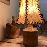 Pyrite ceramic lamp, new 2M fabric cable, 70s lampshade