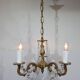 3-light bronze and crystal chandelier