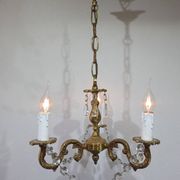 Lustre 3 lumières bronze et cristal