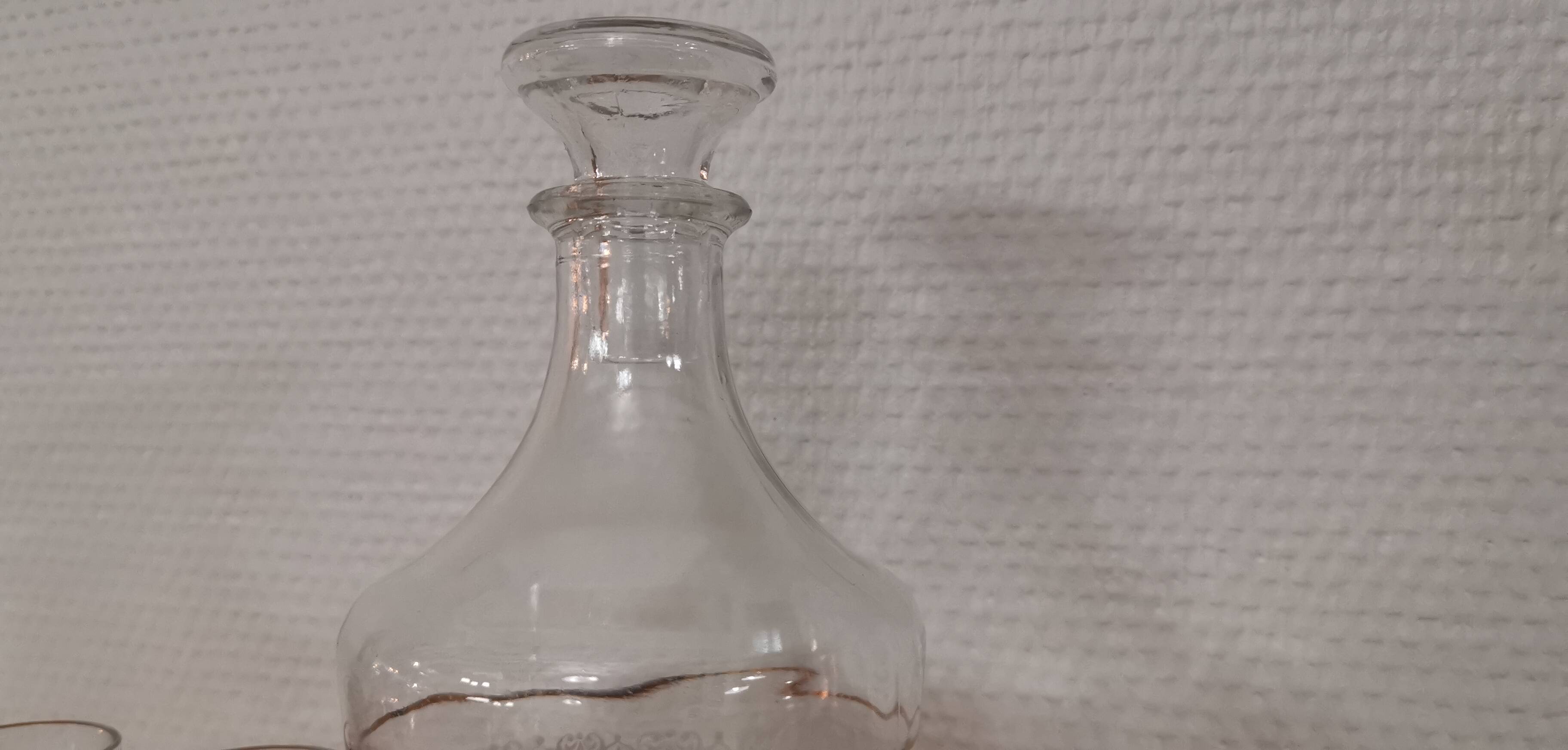 Complete Arques crystal liqueur service, carafe and glasses