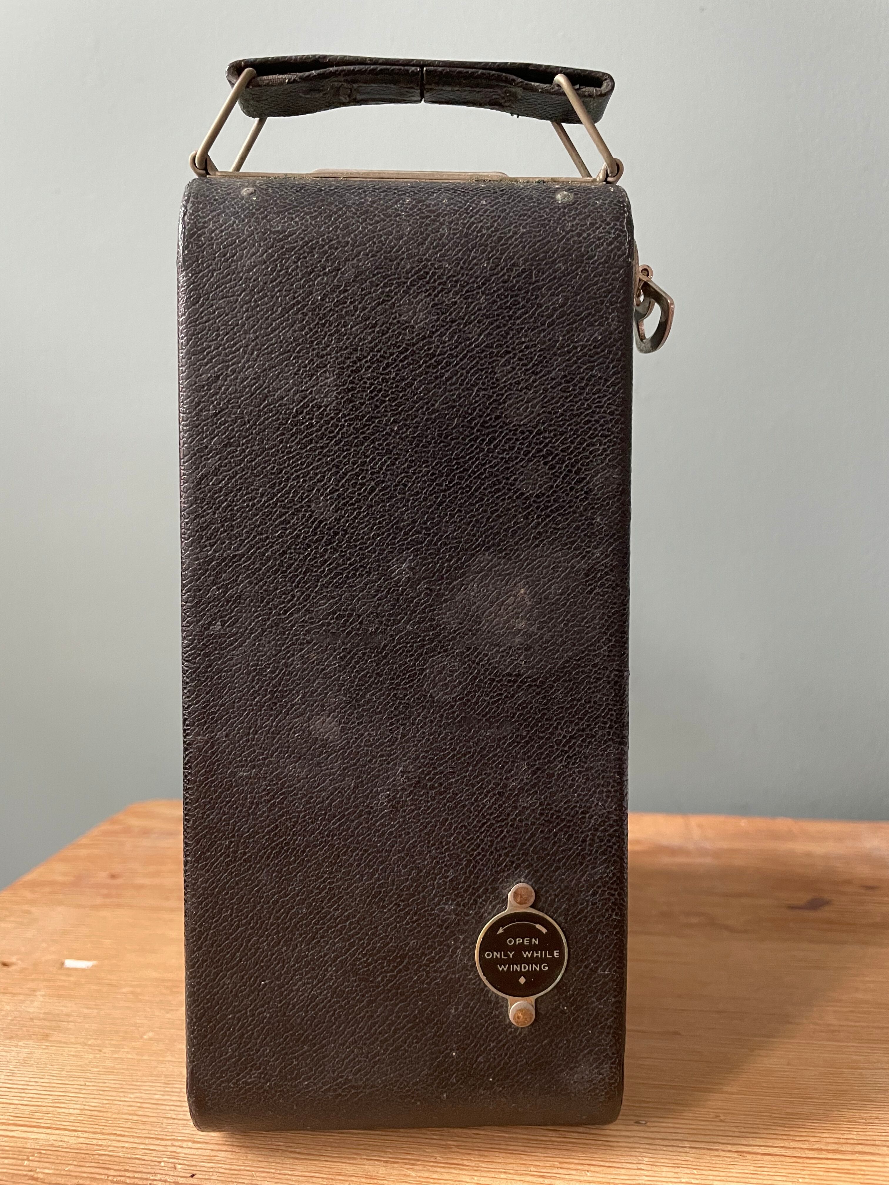 Old Kodak Brownie Six 16 folding bellows camera with leather case