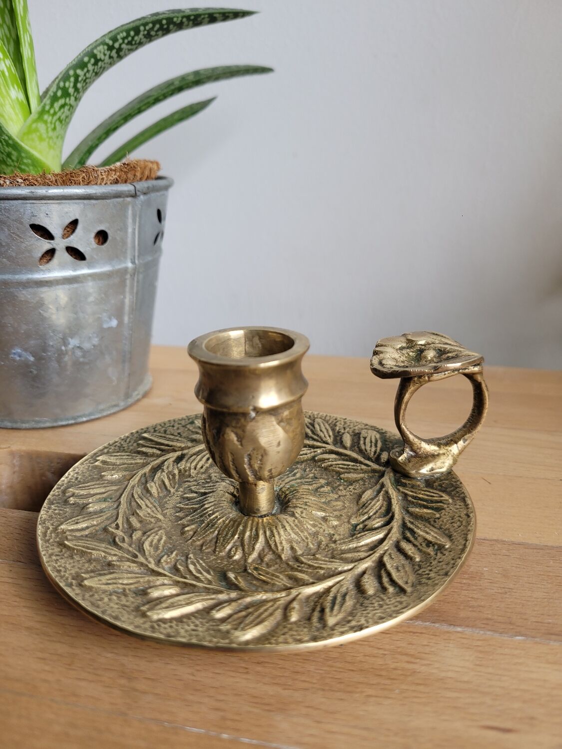Brass cellar rat candle holder