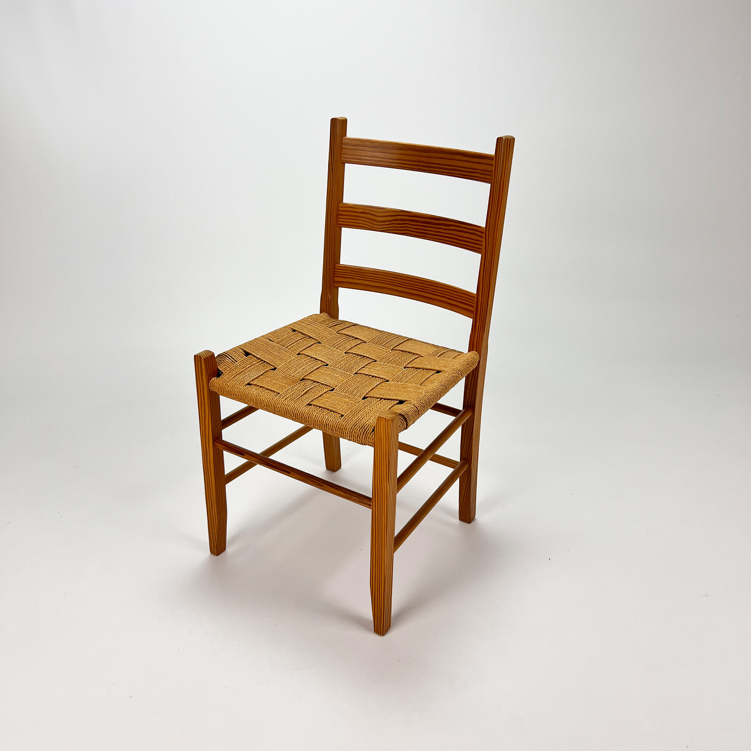 Mid Century Pine and Papercord Side Chair, 1960s