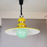 Large Industrial style yellow and green pull down hanging lamp