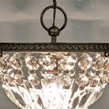 Louis XVI style bronze ceiling light and glass pendants
