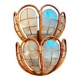 Pair of mother-of-pearl rattan wall lights