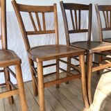 Set of 5 beech wood bistro chairs from the 1950s