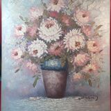 Oil on canvas, Bouquet of peonies, signed Robin