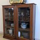 Victorian English mahogany display cabinet, elegant showcase furniture.
