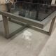 Table in satin aluminum and black glass, 70s design