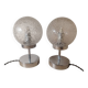 Duo of textured globe lamps with a large play of light.