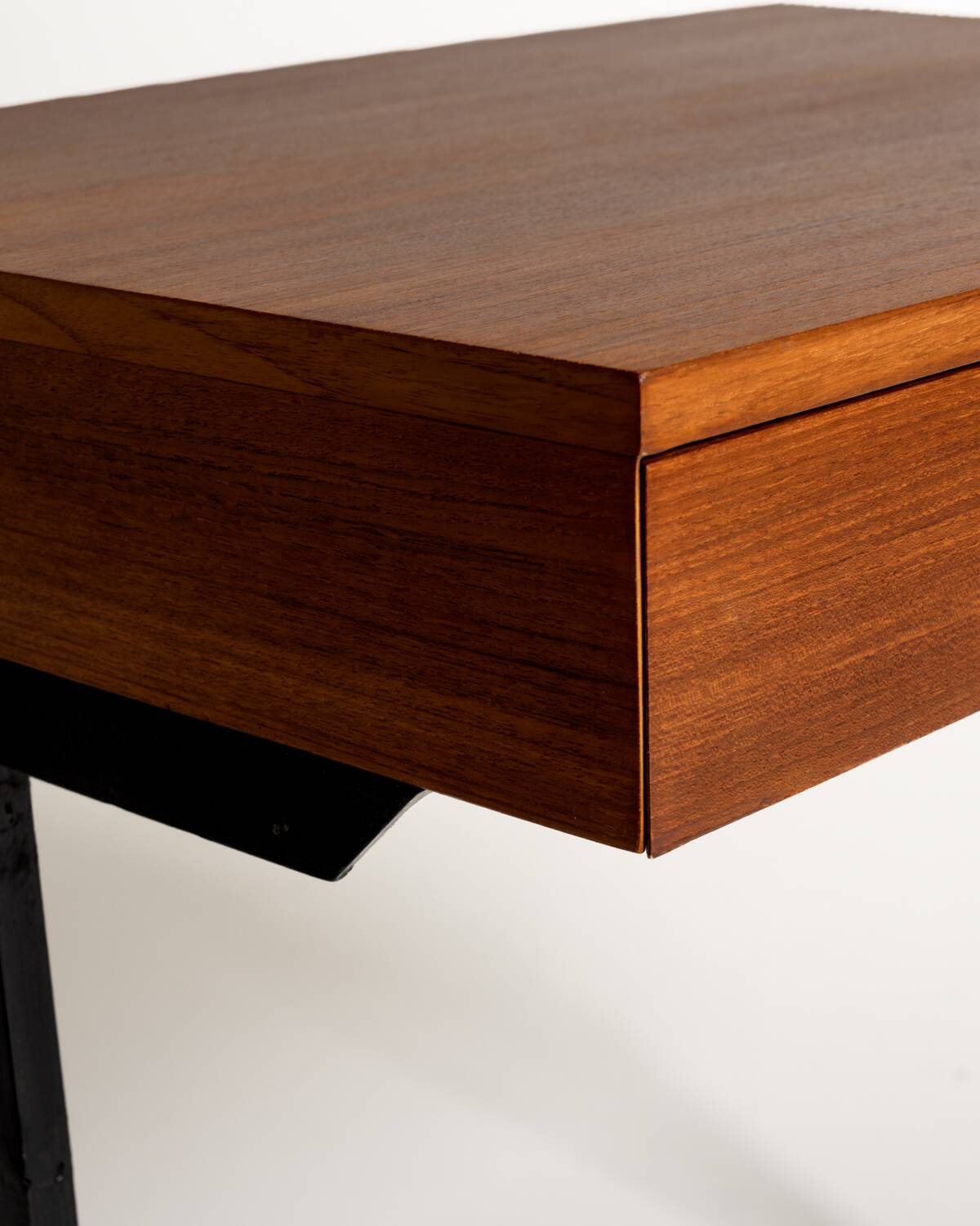 Teak and black painted metal desk, European production, 1960s