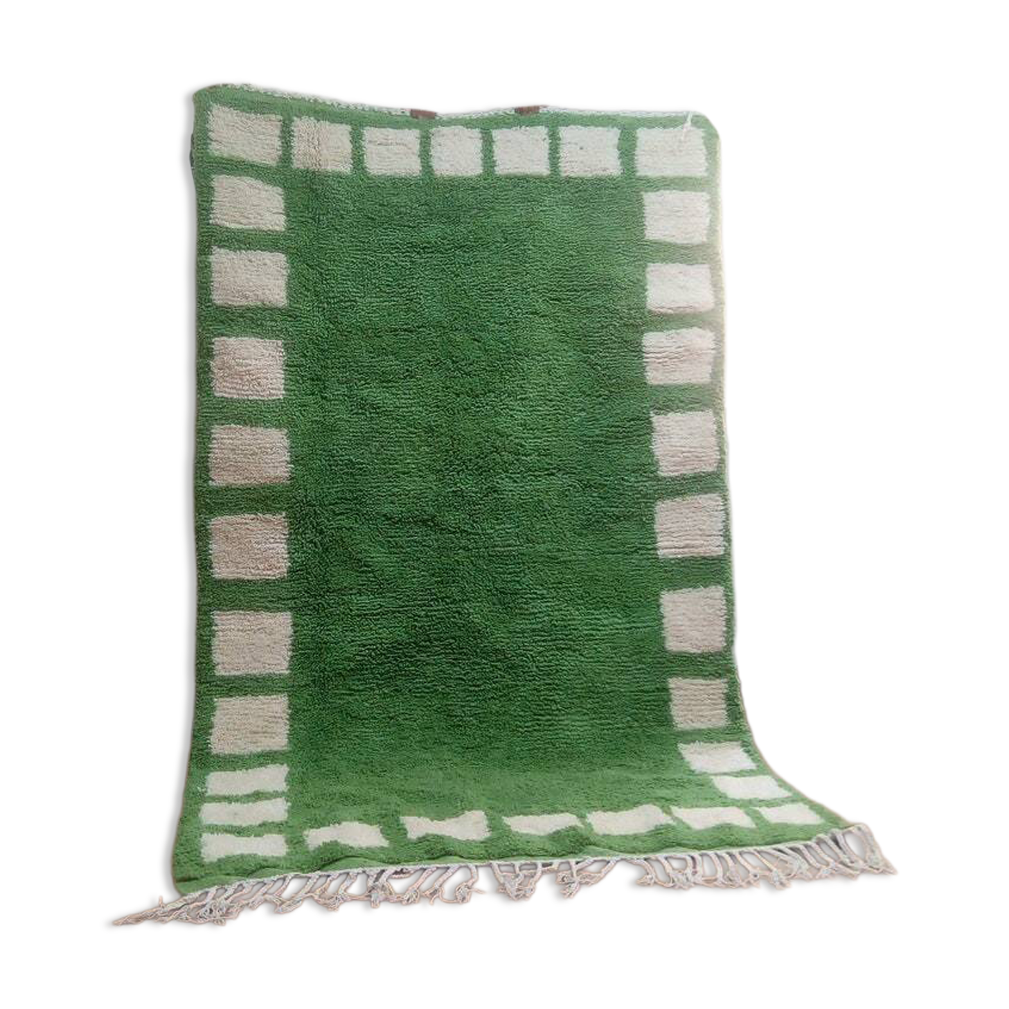Beni Ourain style rug - Green Moroccan rug made of hand-woven wool - 250 x 154