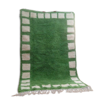 Beni Ourain style rug - Green Moroccan rug made of hand-woven wool - 250 x 154