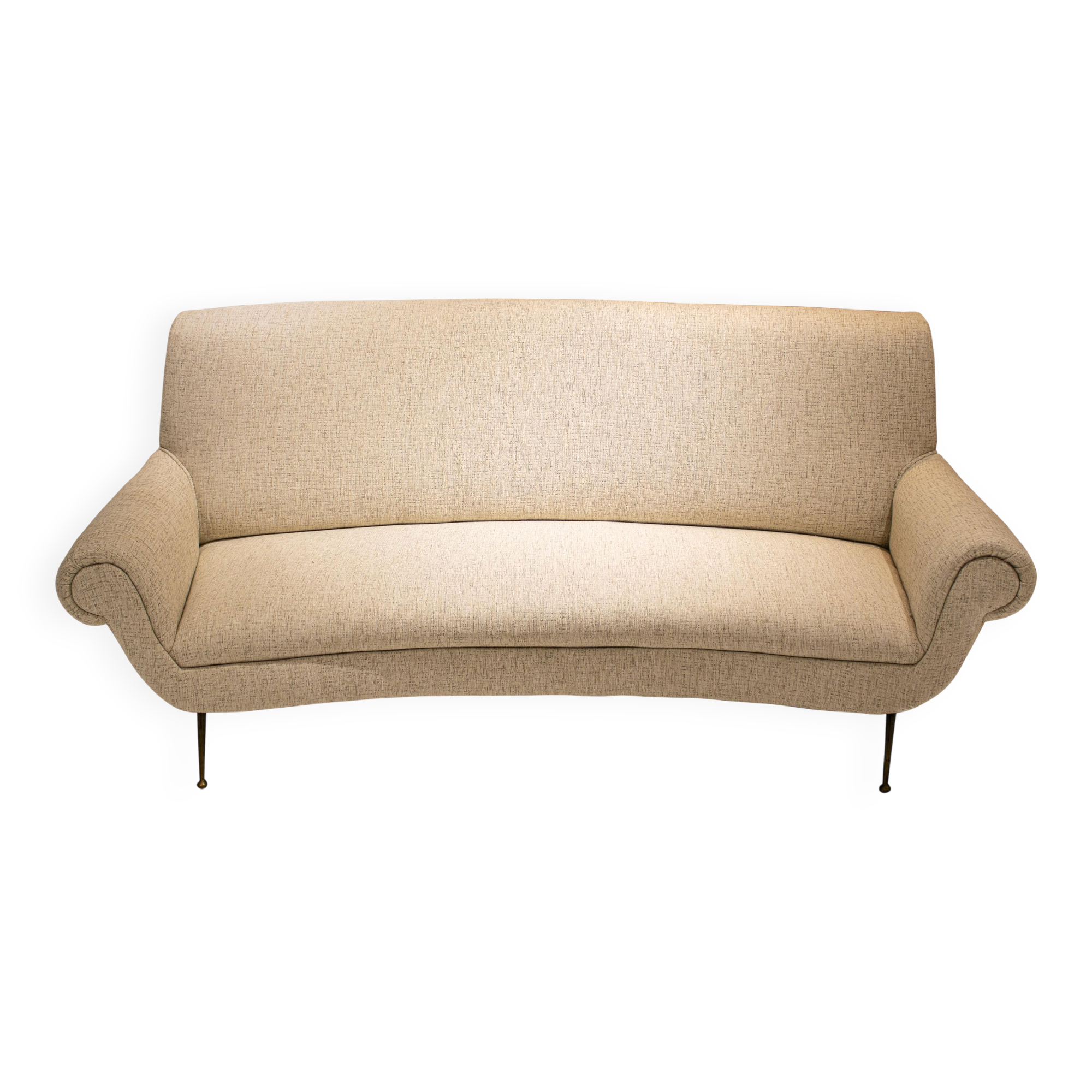 Canapé italien courbé en coton chenille ivoire Gigi Radice Mid-Century Modern