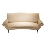 Canapé italien courbé en coton chenille ivoire Gigi Radice Mid-Century Modern
