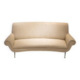 Canapé italien courbé en coton chenille ivoire Gigi Radice Mid-Century Modern