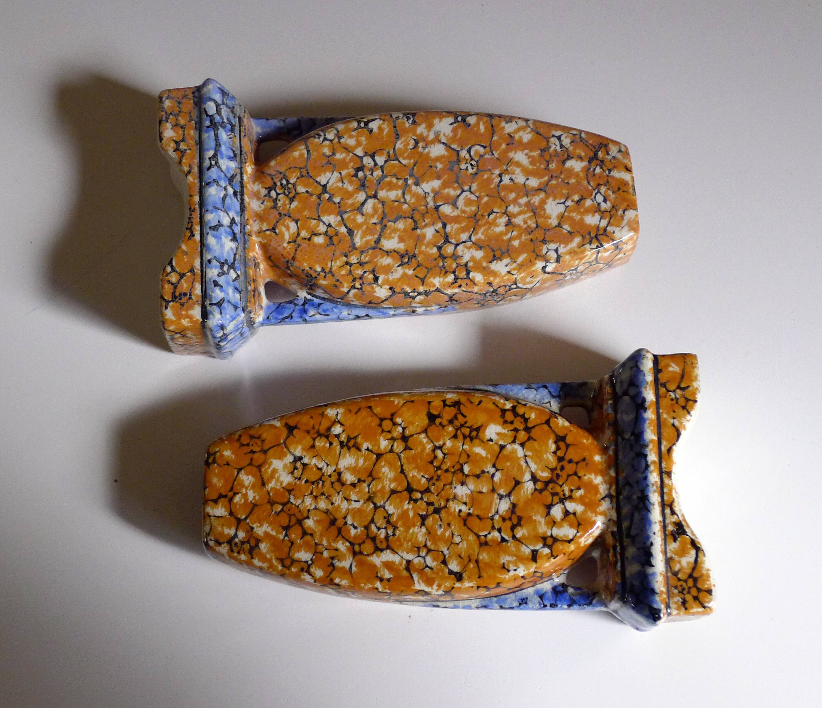 Pair of Art Deco marbled vases