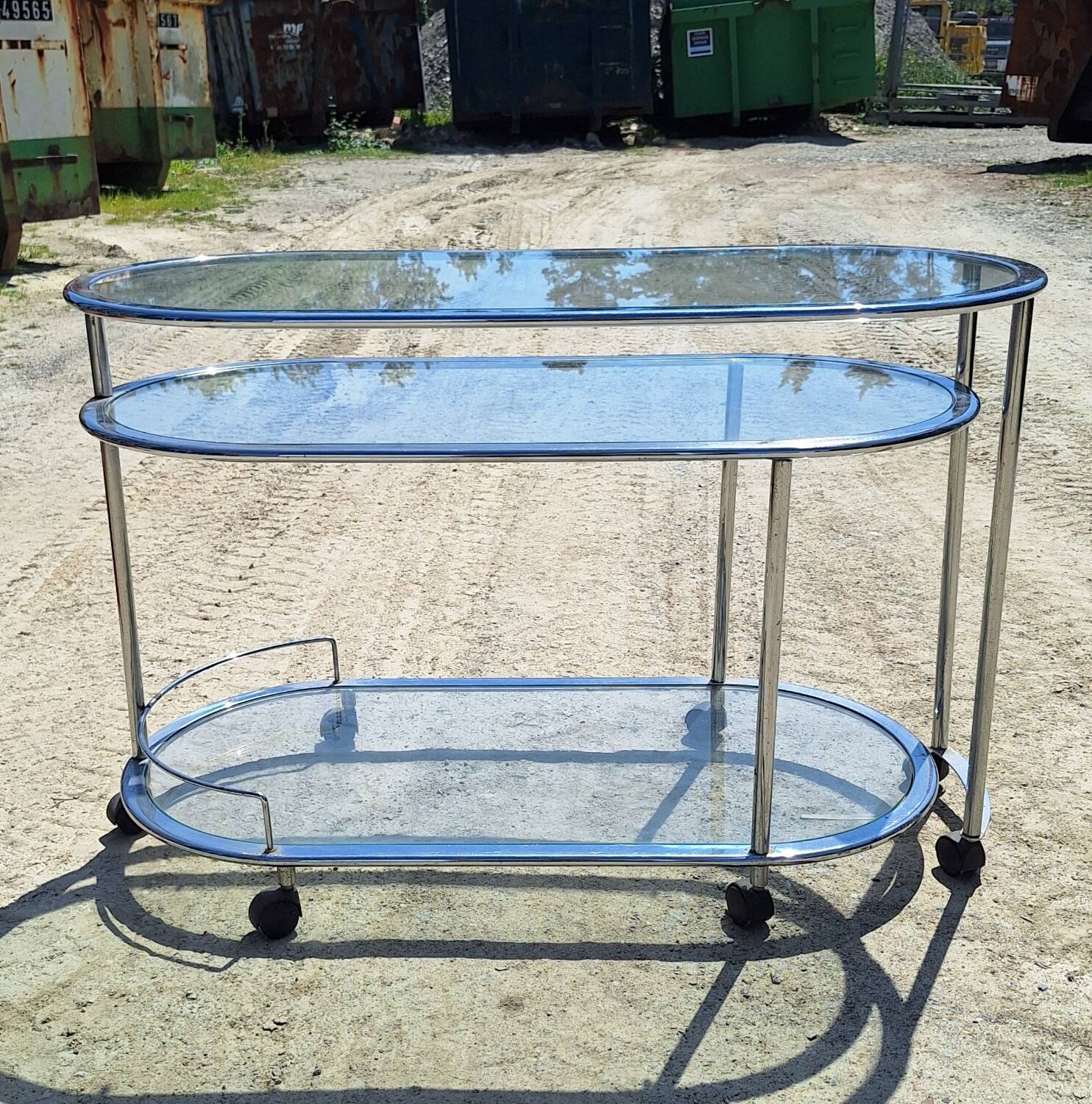 1970s chrome metal serving cart