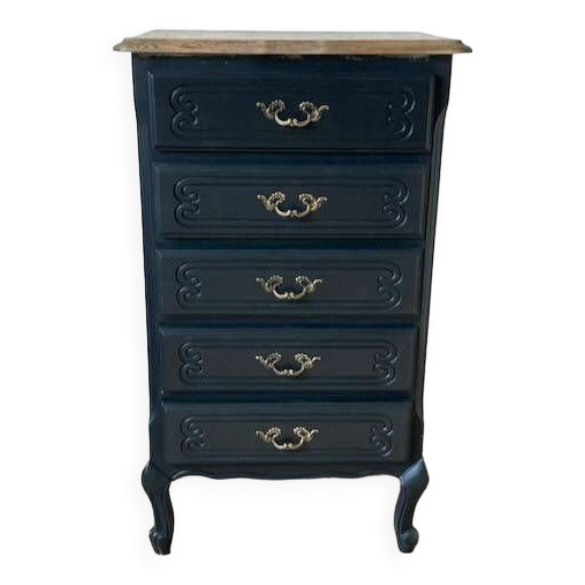 Chiffonnier vintage en bois peint en noir