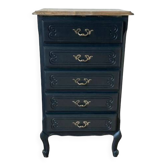 Vintage black and wood chiffonier